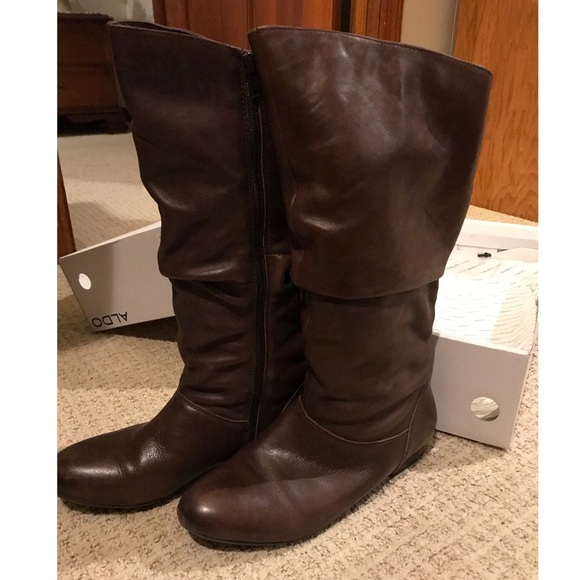 ALDO Brown Leather Boots & Original Box - Picture 2 of 5